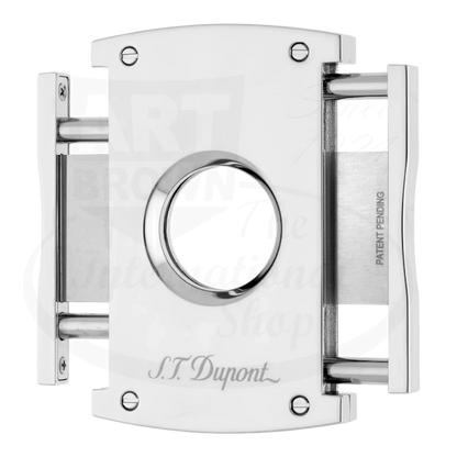 S.T. Dupont double blade spring mechanism cigar cutter with chrome finish with blades opened