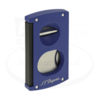 S.T. Dupont spring activated v-cut cigar cutter with ocean blue and black finish