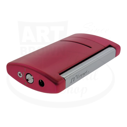 Bottom view of S.T. Dupont Minijet metallic pink lighter, model 010051.