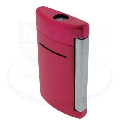 Side view of S.T. Dupont Minijet metallic pink lighter, model 010051.