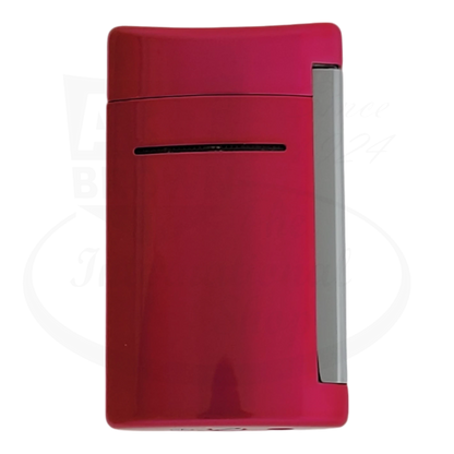 Front view of S.T. Dupont Minijet metallic pink lighter, model 010051.