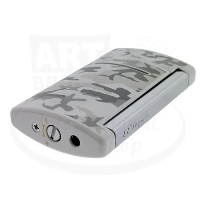 S.T. Dupont minijet torch lighter with white camoflague pattern side view 