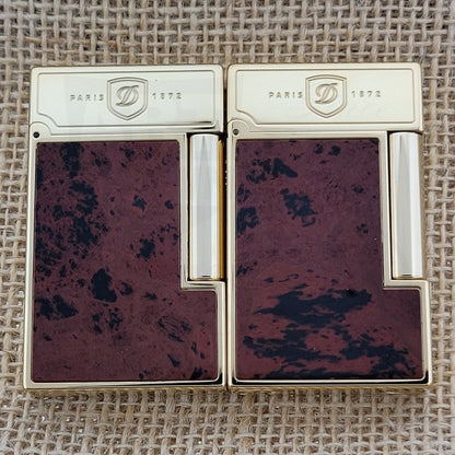 S.T. Dupont Limited Edition Ligne 2 Haute Creation Yellow Gold Obsidian Mahogany Lighter, 016249