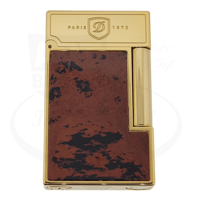 S.T. Dupont Limited Edition Ligne 2 Haute Creation Yellow Gold Obsidian Mahogany Lighter, 016249