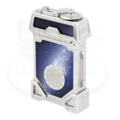 s.t. dupont limited edition space odyssey  luxury cigar lighter with blue lacquer and silver dust finish backside with Dupont "d" logo