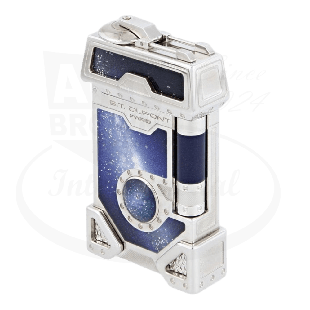 s.t. dupont limited edition space odyssey  luxury cigar lighter with blue lacquer and silver dust finish