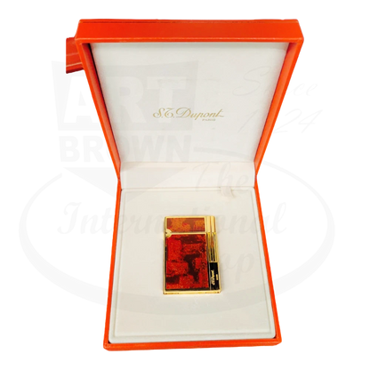 S.T .Dupont Gatsby lighter with orange lacquer and gold finish 018577 in the box.