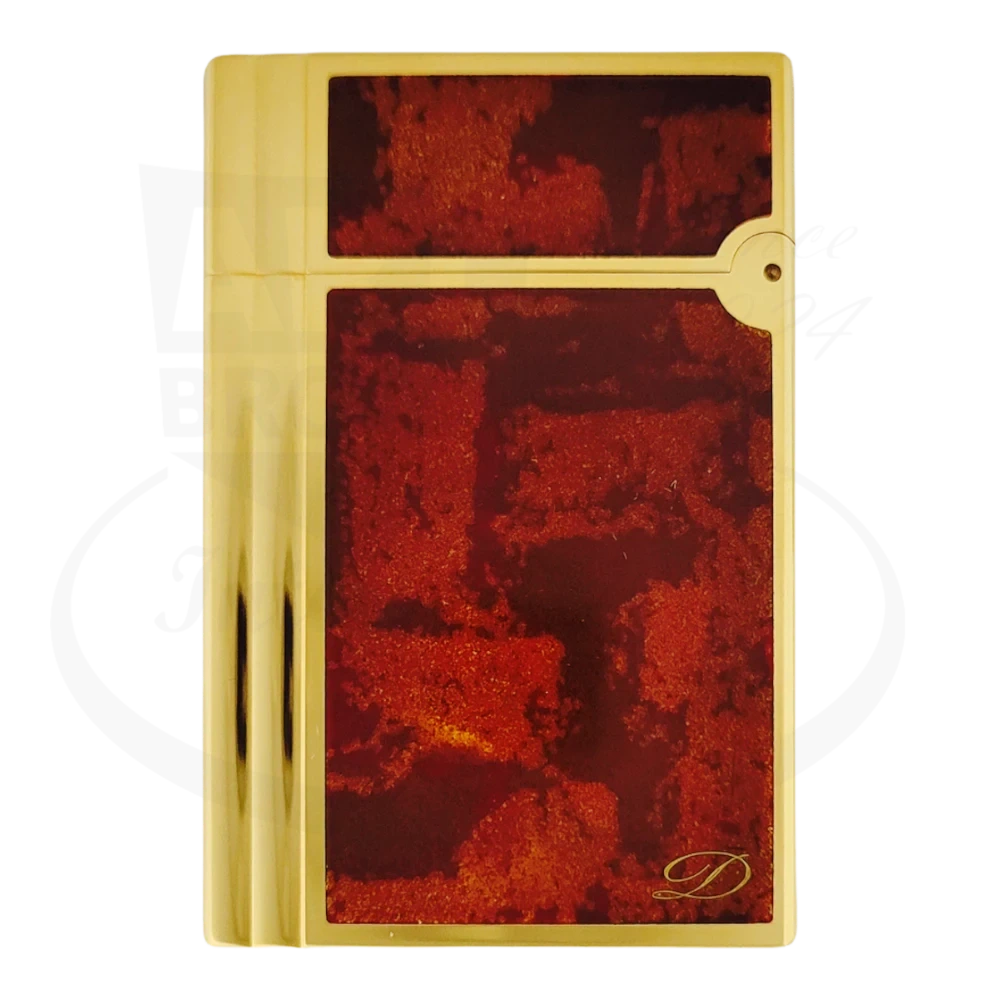 S.T .Dupont Gatsby lighter with orange lacquer and gold finish 018577, seen from the back.