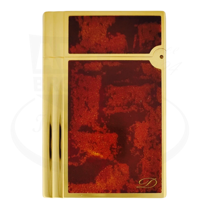 S.T .Dupont Gatsby lighter with orange lacquer and gold finish 018577, seen from the back.