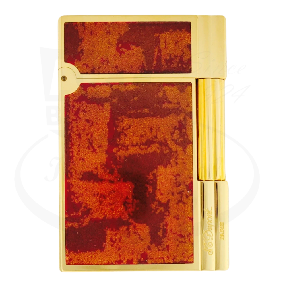 S.T .Dupont Gatsby lighter with orange lacquer and gold finish 018577.