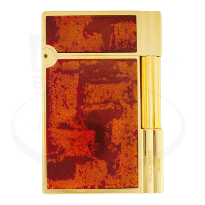 S.T .Dupont Gatsby lighter with orange lacquer and gold finish 018577.