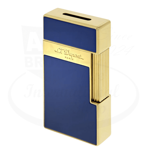 S.T. Dupont Biggy Blue Lacquer & Gold Lighter, 025005