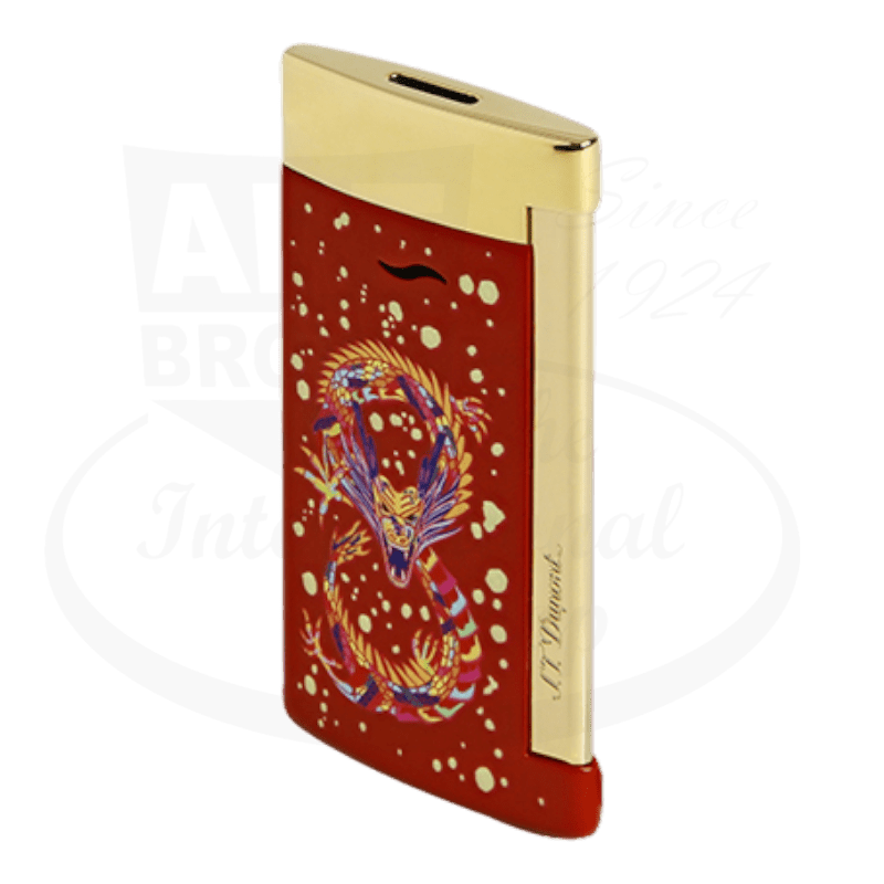 S.T. Dupont Limited Edition Slim 7 Dragon Brilliant Bordeaux and Gold Lighter, 027776