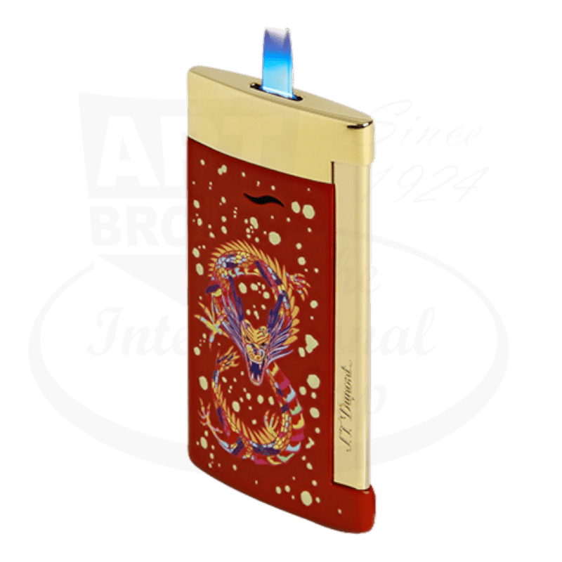 S.T. Dupont Limited Edition Slim 7 Dragon Brilliant Bordeaux and Gold Lighter, 027776