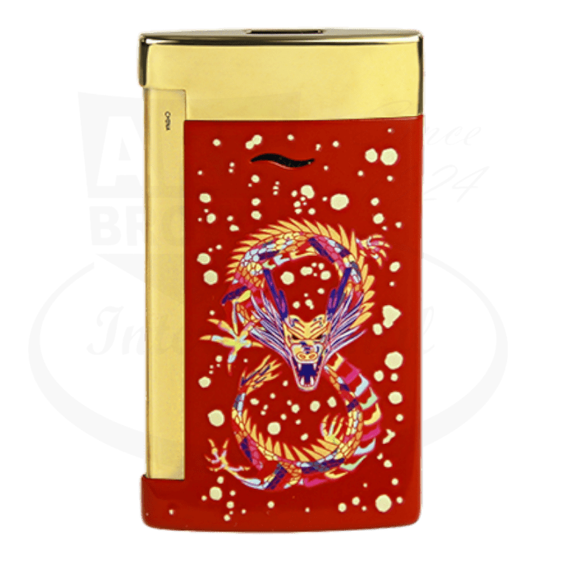 S.T. Dupont Limited Edition Slim 7 Dragon Brilliant Bordeaux and Gold Lighter, 027776