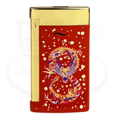 S.T. Dupont Limited Edition Slim 7 Dragon Brilliant Bordeaux and Gold Lighter, 027776