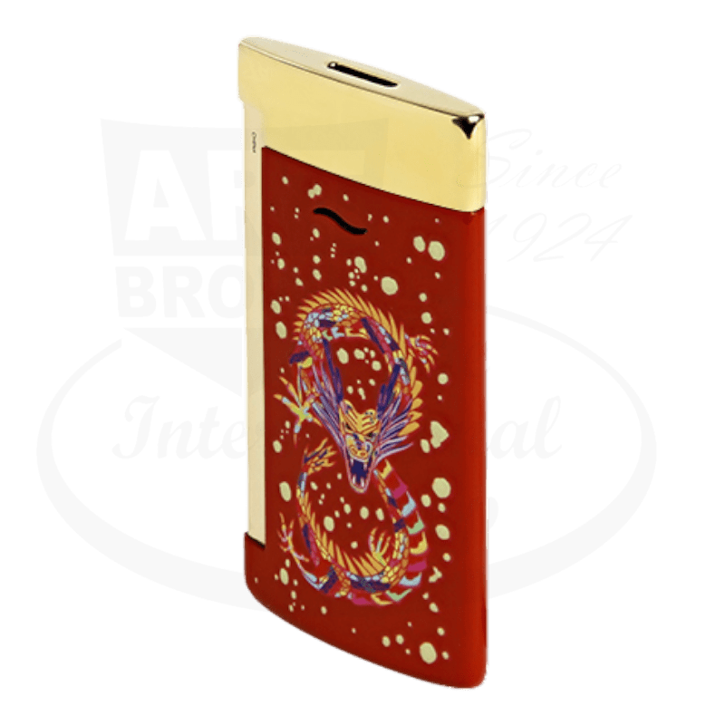 S.T. Dupont Limited Edition Slim 7 Dragon Brilliant Bordeaux and Gold Lighter, 027776