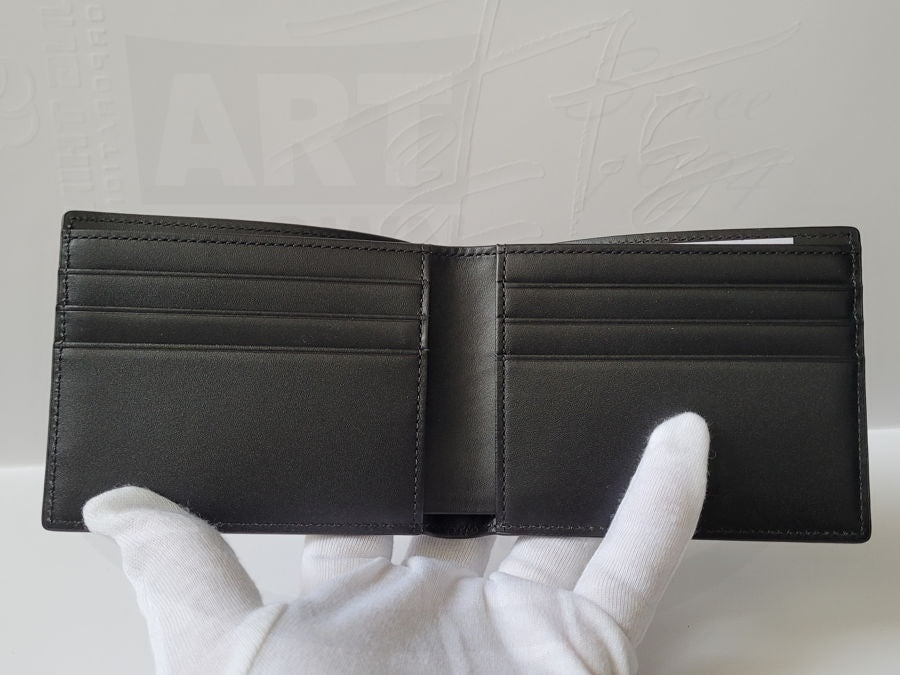 S.T. Dupont Line D soft grained black leather wallet. Luxury wallet for men open with 6 card slots