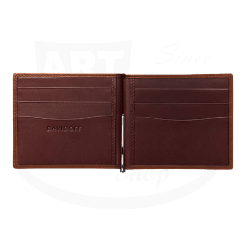 Davidoff Credit Card Holder with Money Clip in Tan Leather, 10235