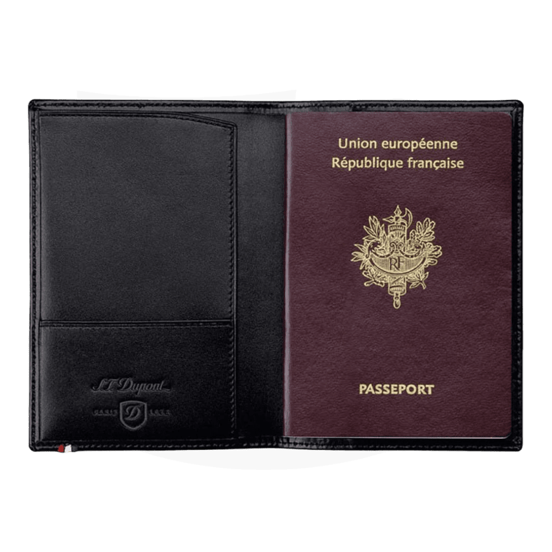 S.T. Dupont Line D Black Leather Passport Cover, 180012