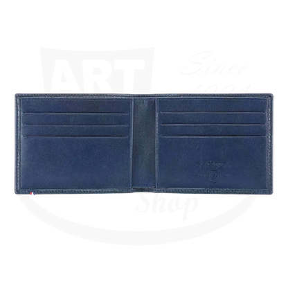 Inside S.T. Dupont Line D Soft Grain Leather Wallet in Blue with Palladium accent with 6 card slots