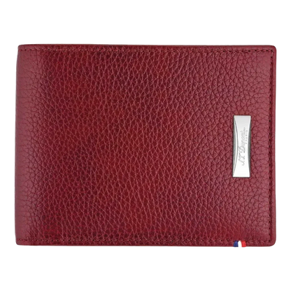 Folded S.T. Dupont Line D Soft Grain Leather Wallet in Red with Palladium accent