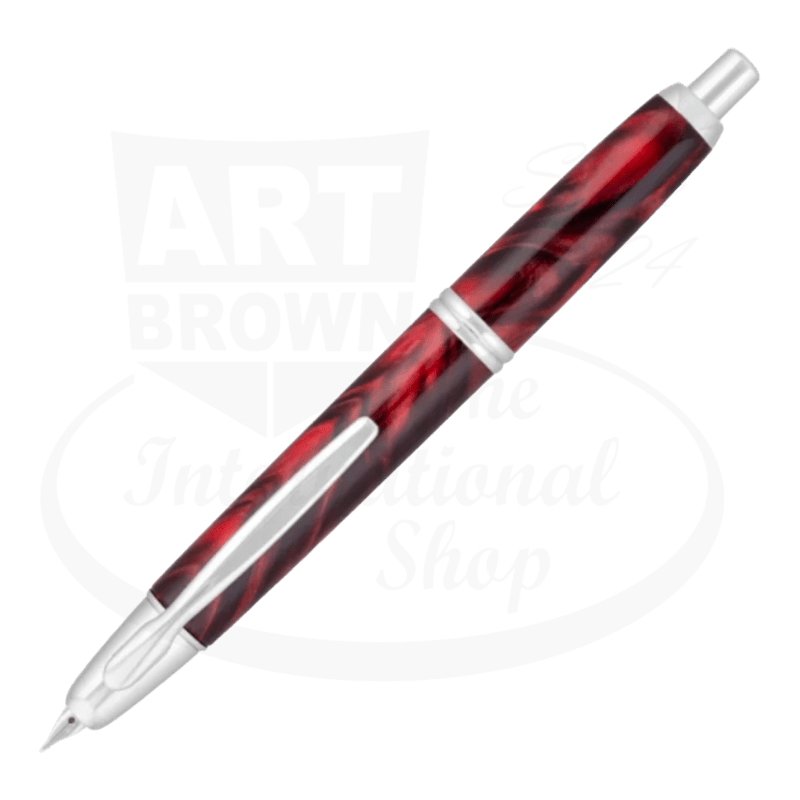 Vanishing Point SE Red Marbled Medium Fountain Pen with Rhodium Accents