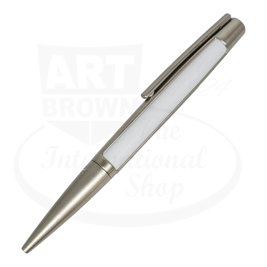 S.T. Dupont Defi White & Brushed Palladium Ballpoint Pen, 405714-2