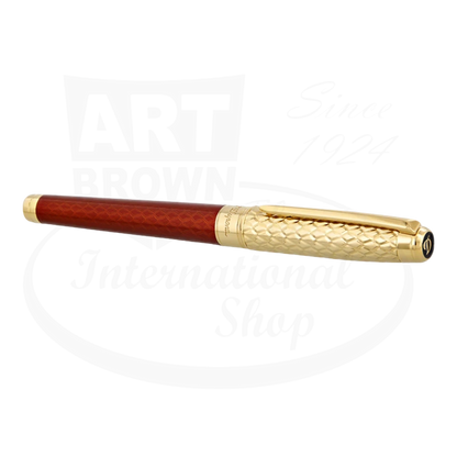 S.T. Dupont Line D Eternity Dragon Scale Guilloche Burgundy & Gold Fountain Pen, 420028L