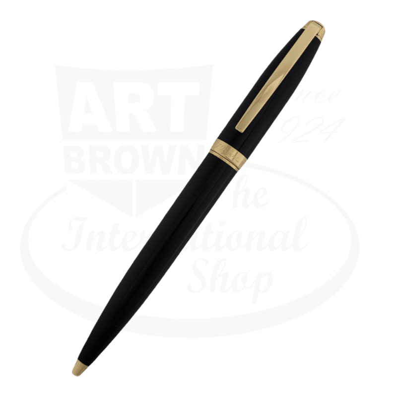 S.T. Dupont Olympio Gold Ballpoint Pen, Large Black Lacquer 455274N