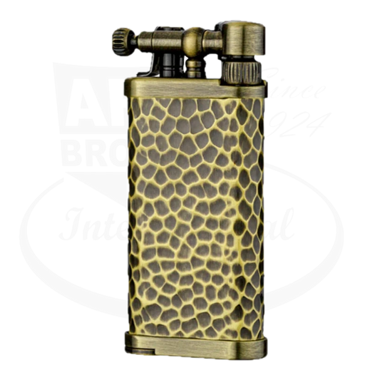 IM corona Old Boy pipe lighter with hammered pattern in brass