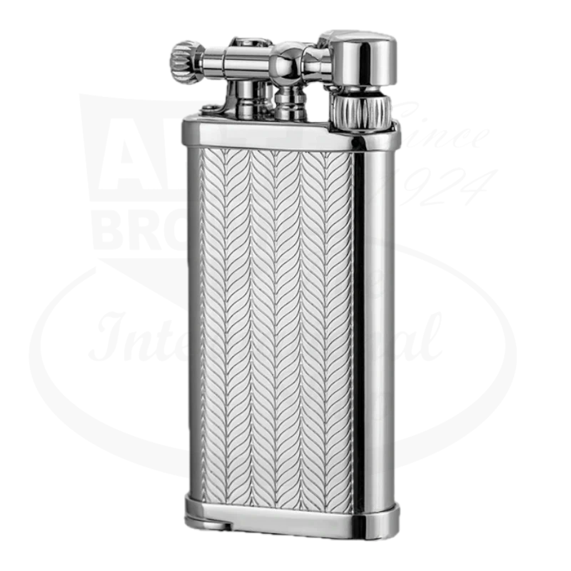 IM Corona Old Boy 64 Pipe Lighter with herringbone design in chrome