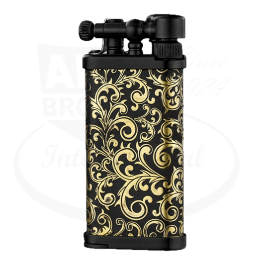 IM Corona Old Boy 64 Pipe Lighter with arabesque design in black and brass