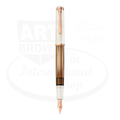 Posted Pelikan M200 Copper Rose-Gold Fountain Pen showing its refined design.
