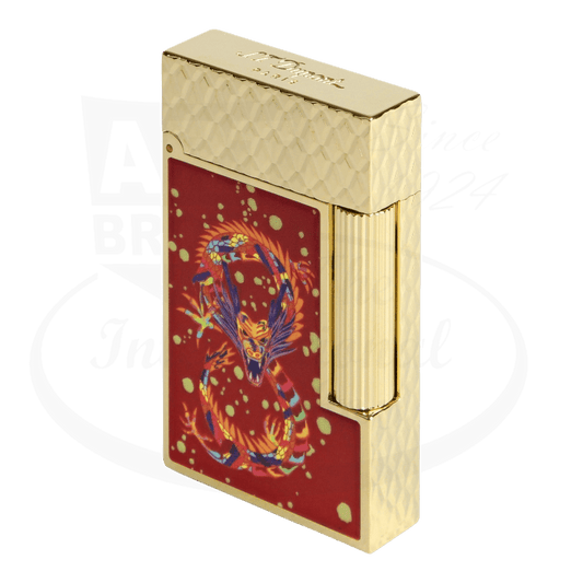 S.T. Dupont Limited Edition Ligne 2 Perfect Cling Year of the Dragon Burgundy Lacquer & Gold, C16526