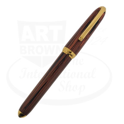 Preowned Vintage Cartier Dandy Brown Woodgrain Fountain Pen