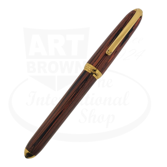 Preowned Vintage Cartier Dandy Brown Woodgrain Fountain Pen