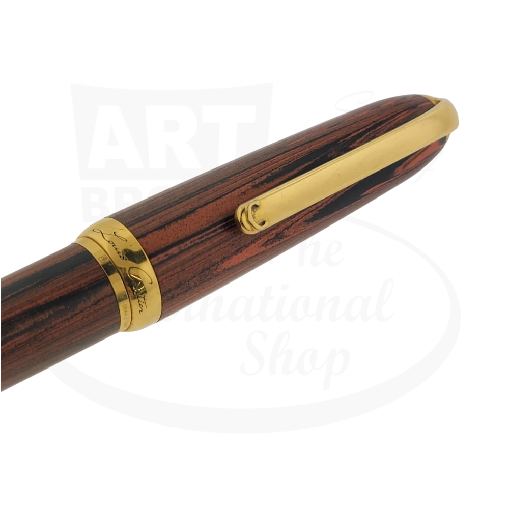 Preowned Vintage Cartier Dandy Brown Woodgrain Fountain Pen