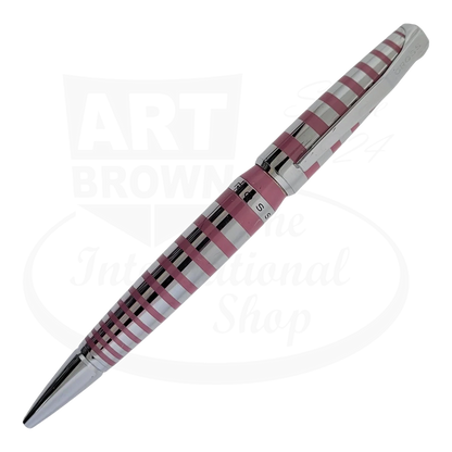 Cross ballpoint pen in chrome with pink placed stripes