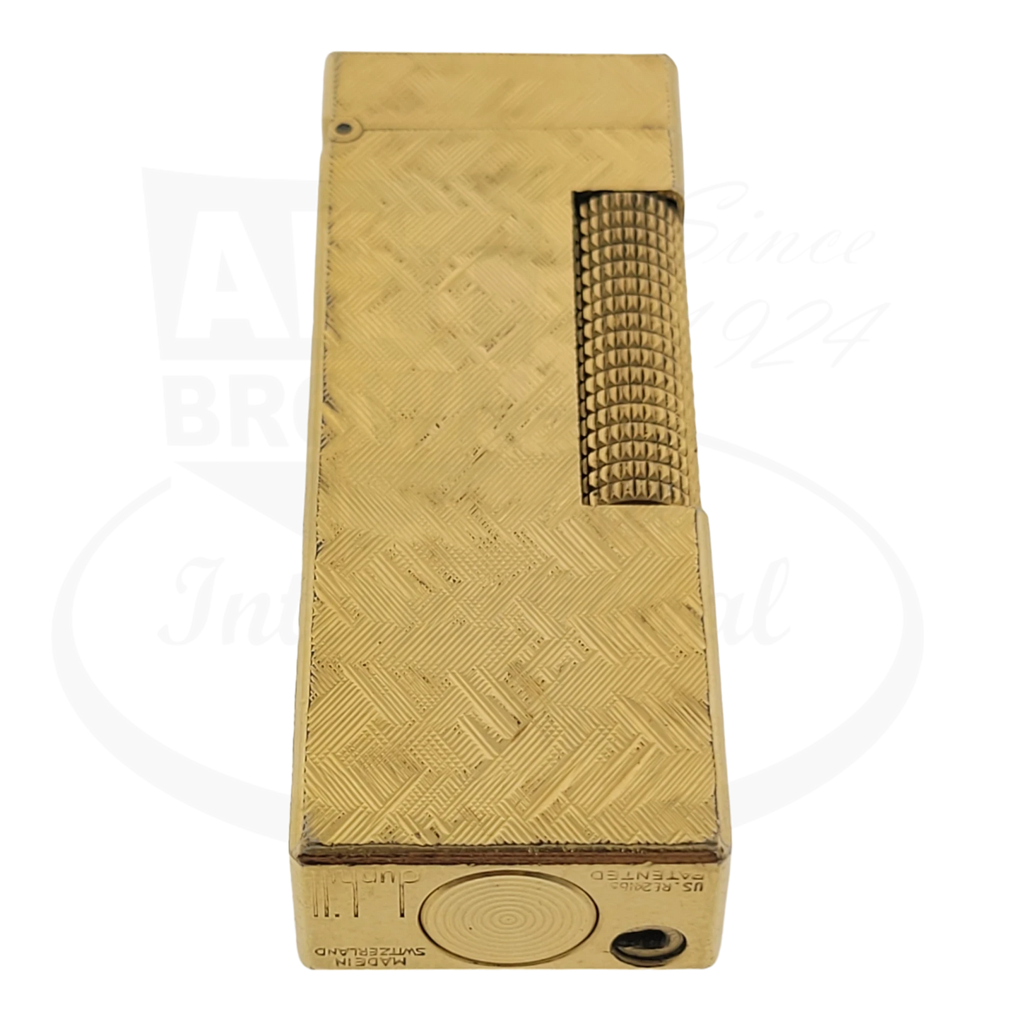 Preowned Dunhill Gold Crosshatch Rollagas Lighter, Dunhill-8