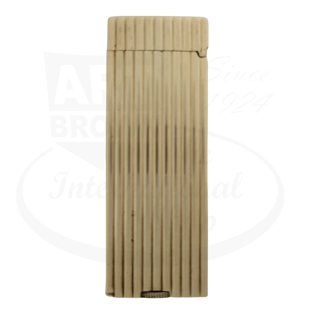 Back of Vintage Dunhill Petrol Lighter in 14K Gold with vertical lines