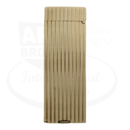 Back of Vintage Dunhill Petrol Lighter in 14K Gold with vertical lines