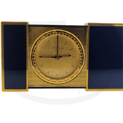 Preowned Vintage S.T. Dupont Limited Edition President François Mitterrand Blue Lacquer Classique Rollerball and Travel Alarm Clock Set