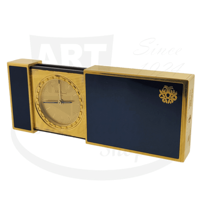 Preowned Vintage S.T. Dupont Limited Edition President François Mitterrand Blue Lacquer Classique Rollerball and Travel Alarm Clock Set