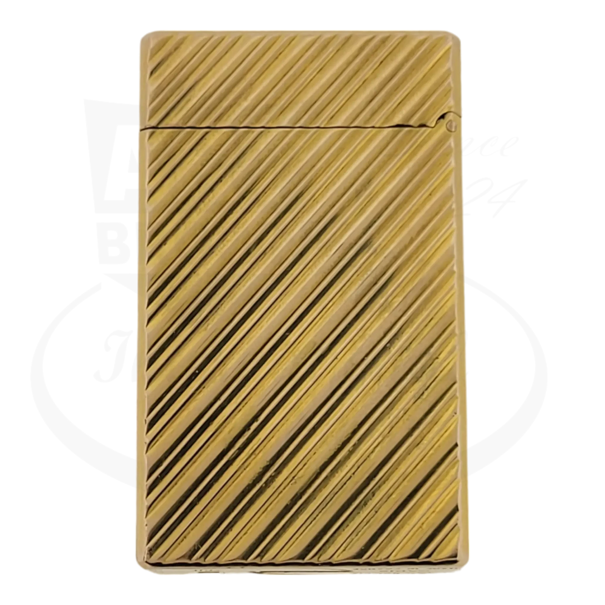 S.T. Dupont Ligne 1 BS Gold lighter, diagonal lines, back view, 012335