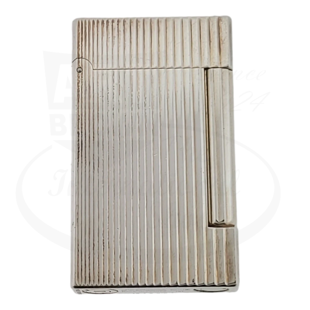 Preowned S.T. Dupont Ligne D Silver Vertical Lines Lighter, 017109