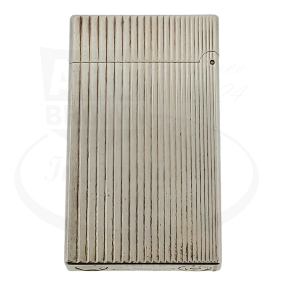 Preowned S.T. Dupont Ligne D Silver Vertical Lines Lighter, 017109