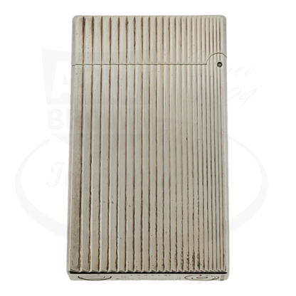 Preowned S.T. Dupont Ligne D Silver Vertical Lines Lighter, 017109