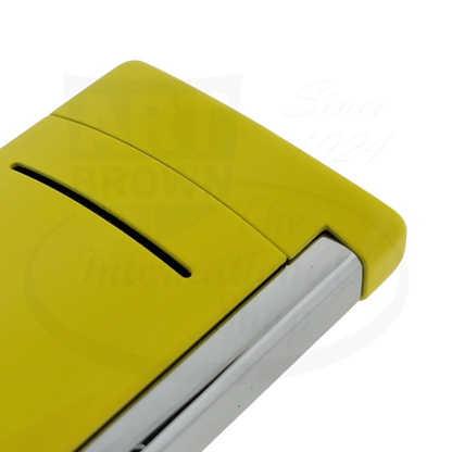 Corner of S.T. Dupont Minijjet luxury torch lighter in yellow