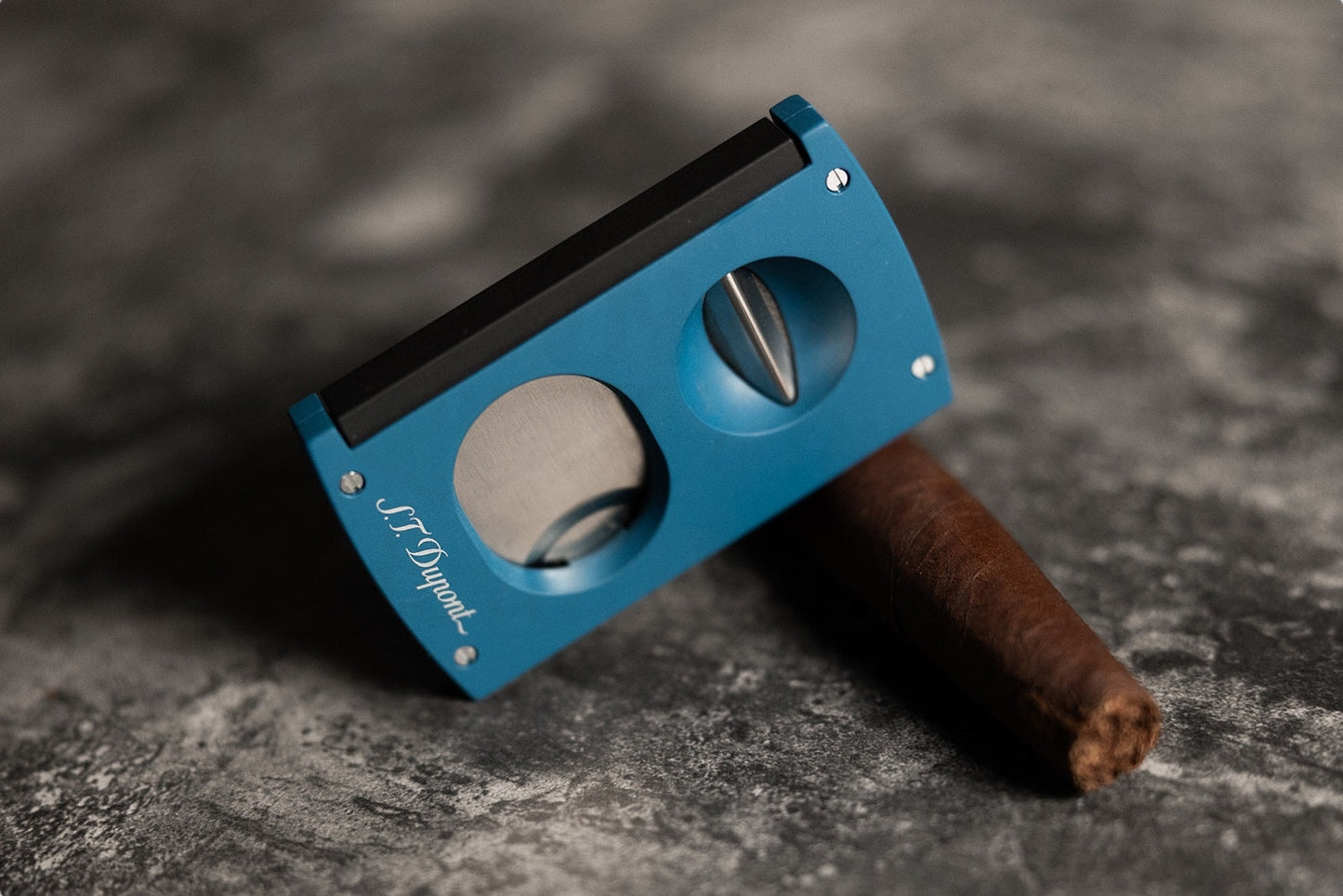 S.T. Dupont Double Blade Petrol Blue Cigar Cutter, 003433